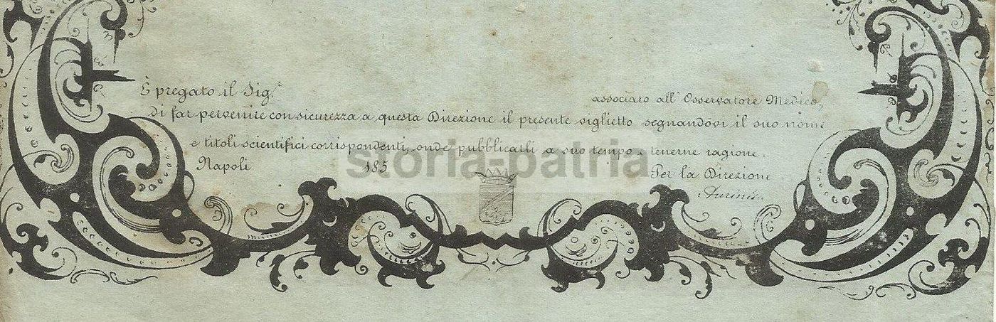 L'Osservatore Medico Napoletano: Foglio Volante Modulo Informativo, 1850