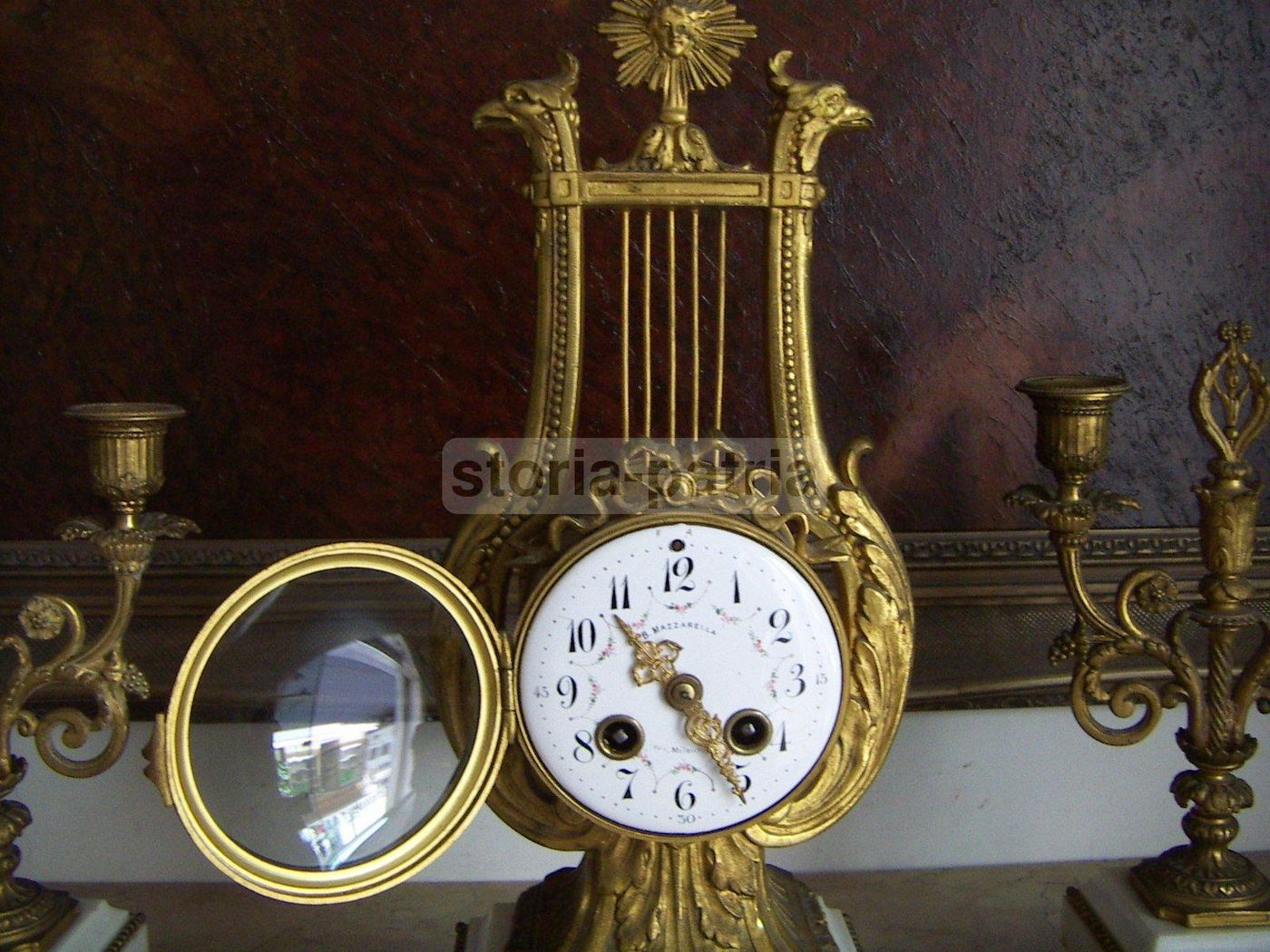 Orologio Da Tavolo Antico B. Mazzarella Napoli Milano Con Candelabri