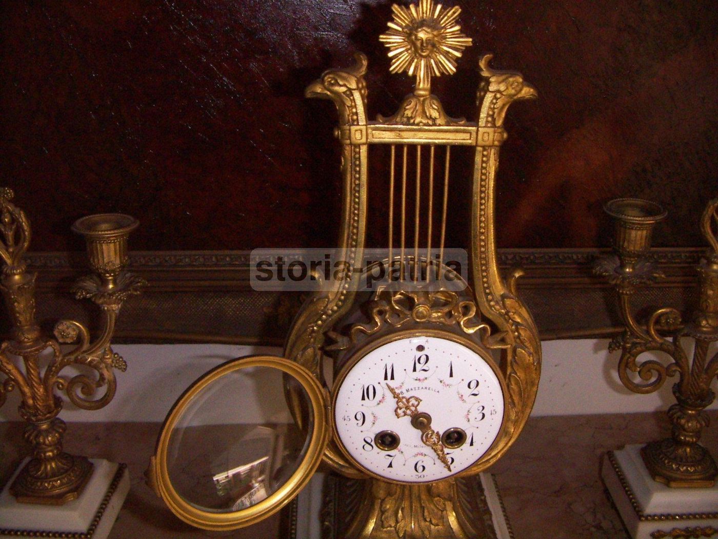 Orologio Da Tavolo Antico B. Mazzarella Napoli Milano Con Candelabri