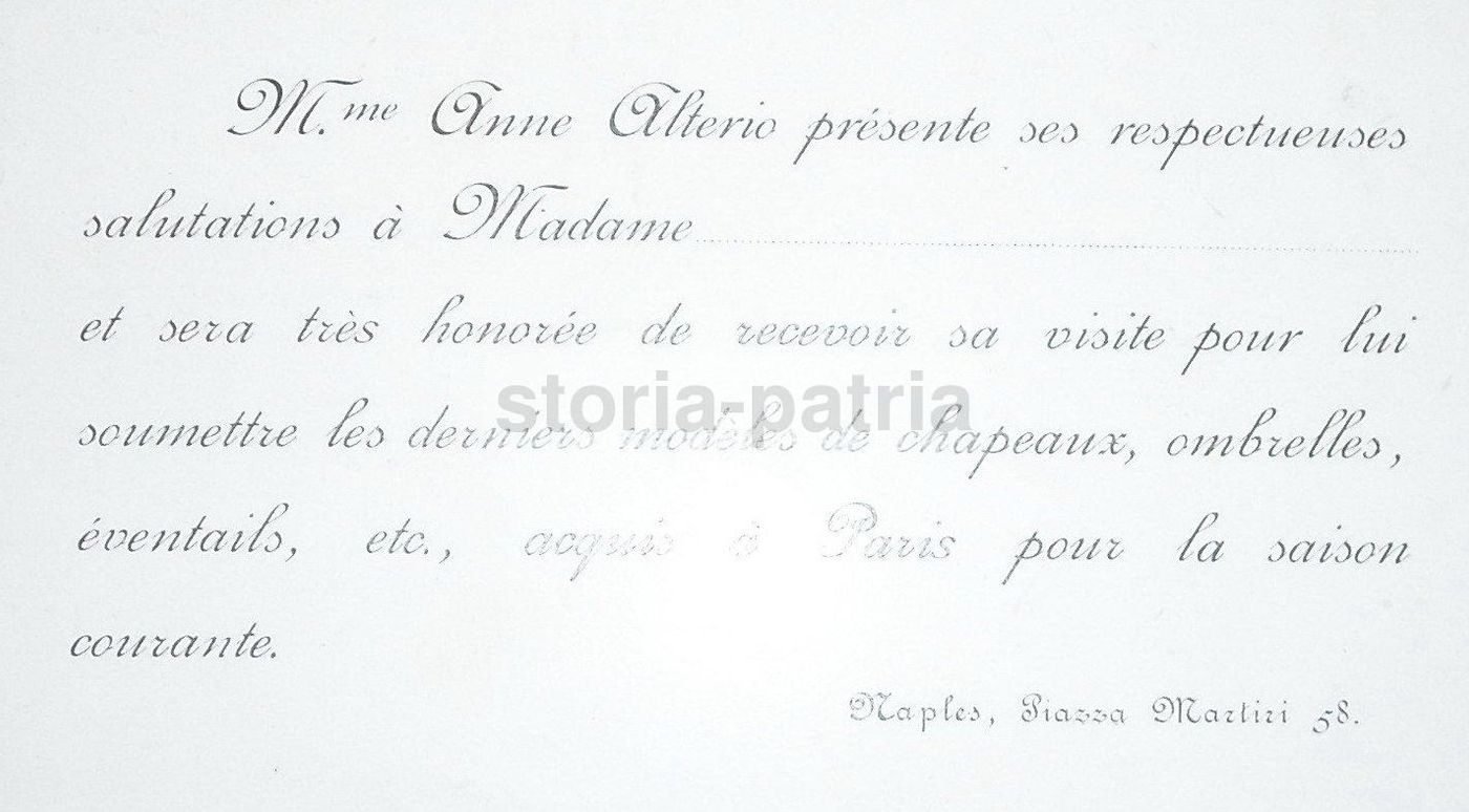 Cartolina Pubblicitaria Anna Alterio Napoli, Moda E Accessori, 1903