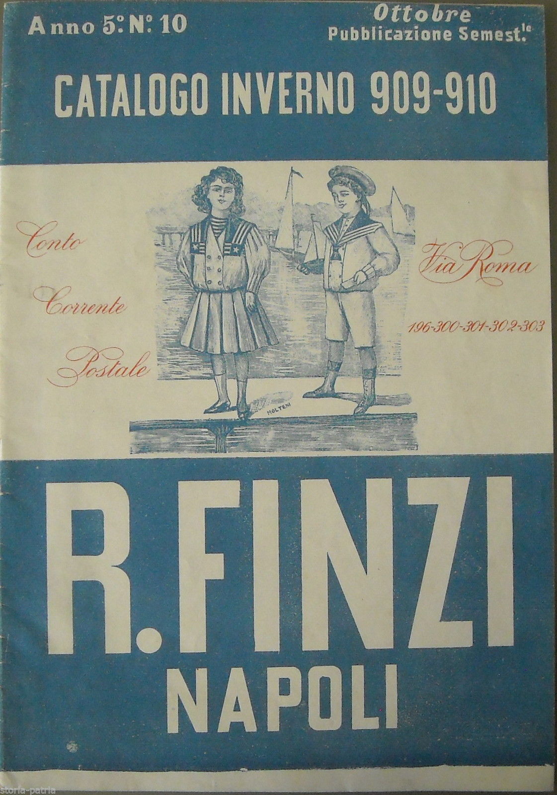 Catalogo Moda Bambini Napoli 1909 R. Finzi Abbigliamento Vintage