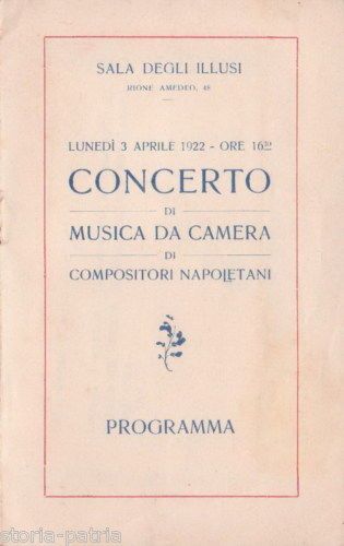 Programma Concerto Sala Degli Illusi, Napoli 1922, Compositori Napoletani