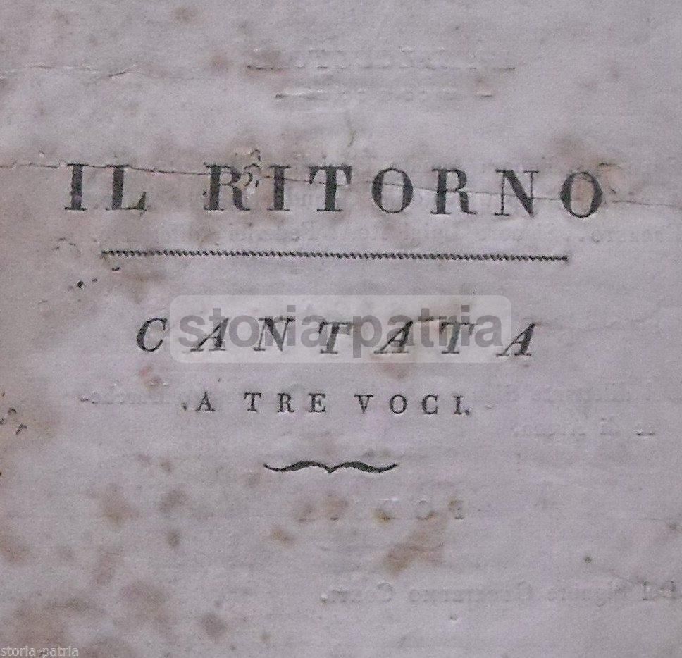 Il Ritorno: Cantata A Tre Voci, Conti E Caracciolo, Napoli, 1813