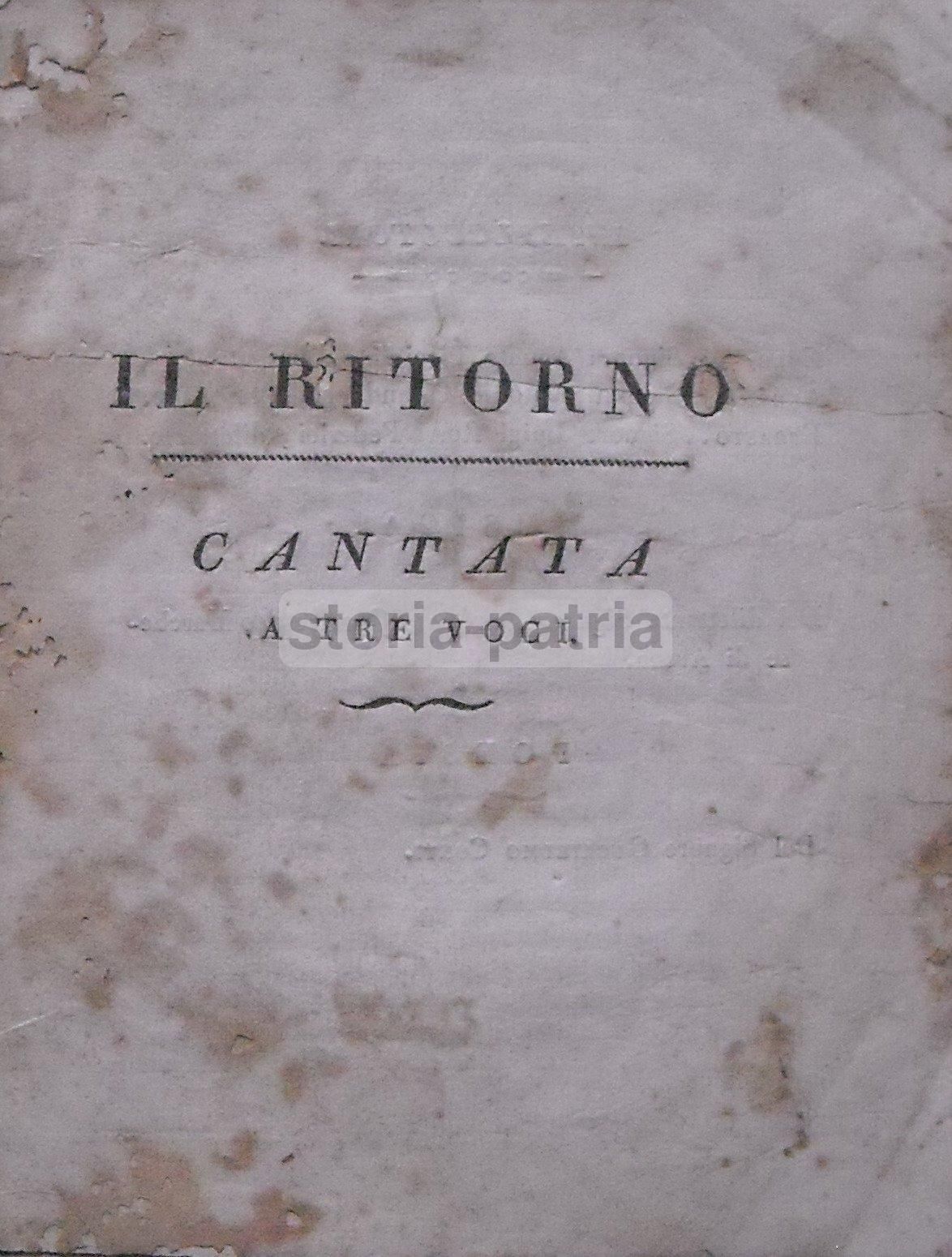 Il Ritorno: Cantata A Tre Voci, Conti E Caracciolo, Napoli, 1813