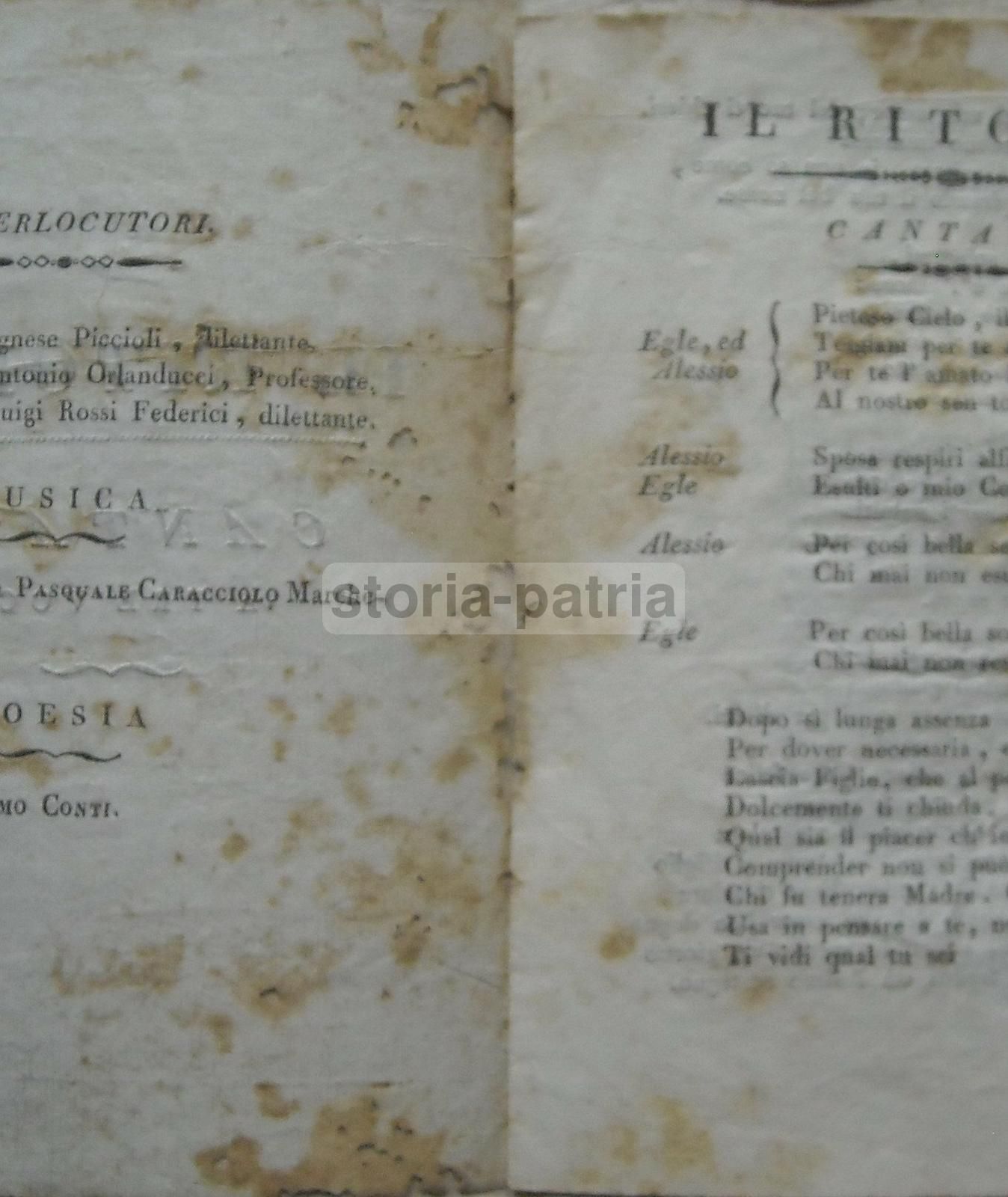 Il Ritorno: Cantata A Tre Voci, Conti E Caracciolo, Napoli, 1813