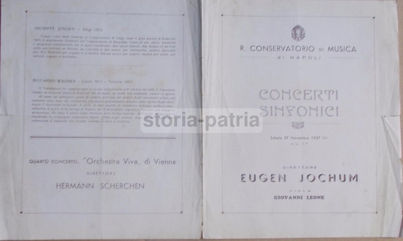 Programma Concerto Eugen Jochum Napoli 1937 Brahms Wagner Rocca