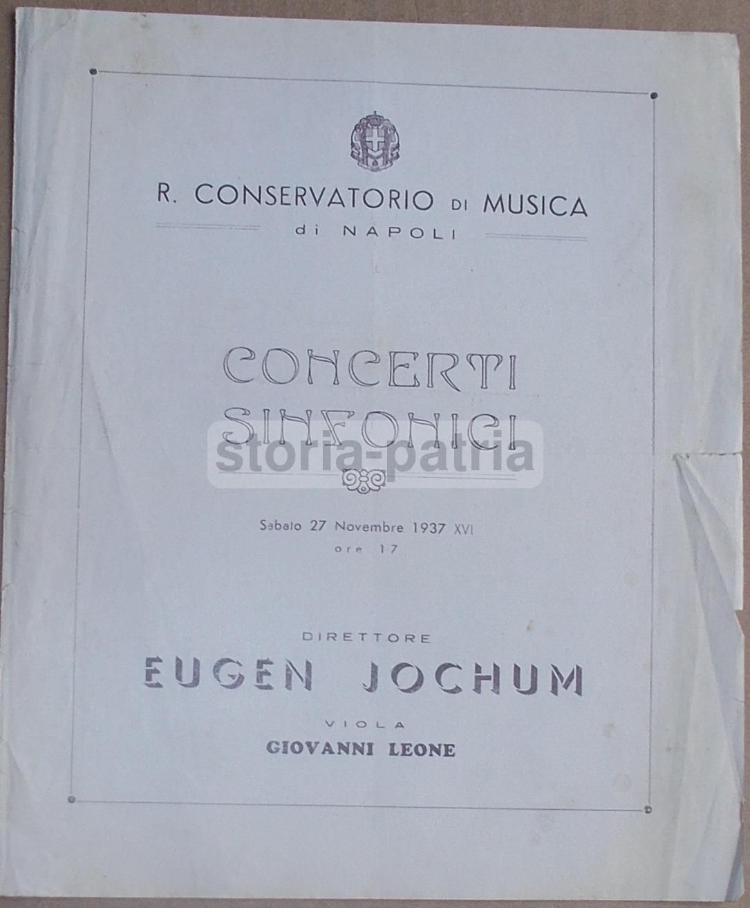 Programma Concerto Eugen Jochum Napoli 1937 Brahms Wagner Rocca