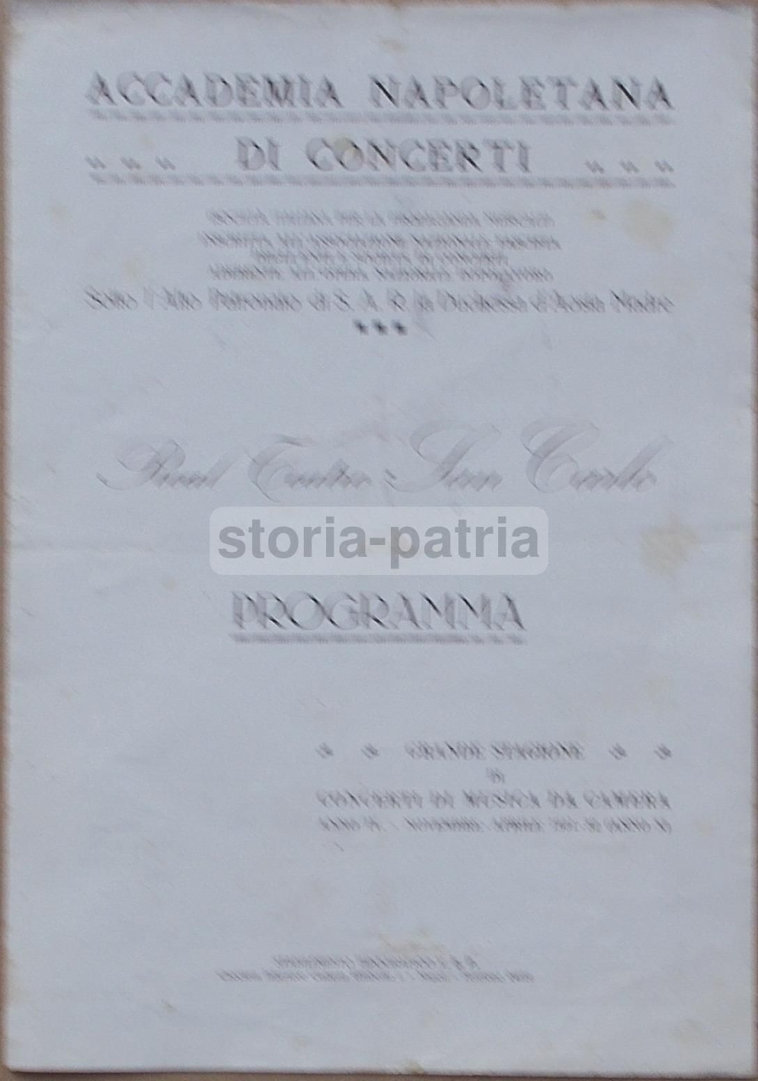 Programma Concerto Carlo Zecchi, Teatro San Carlo, Napoli, 1931