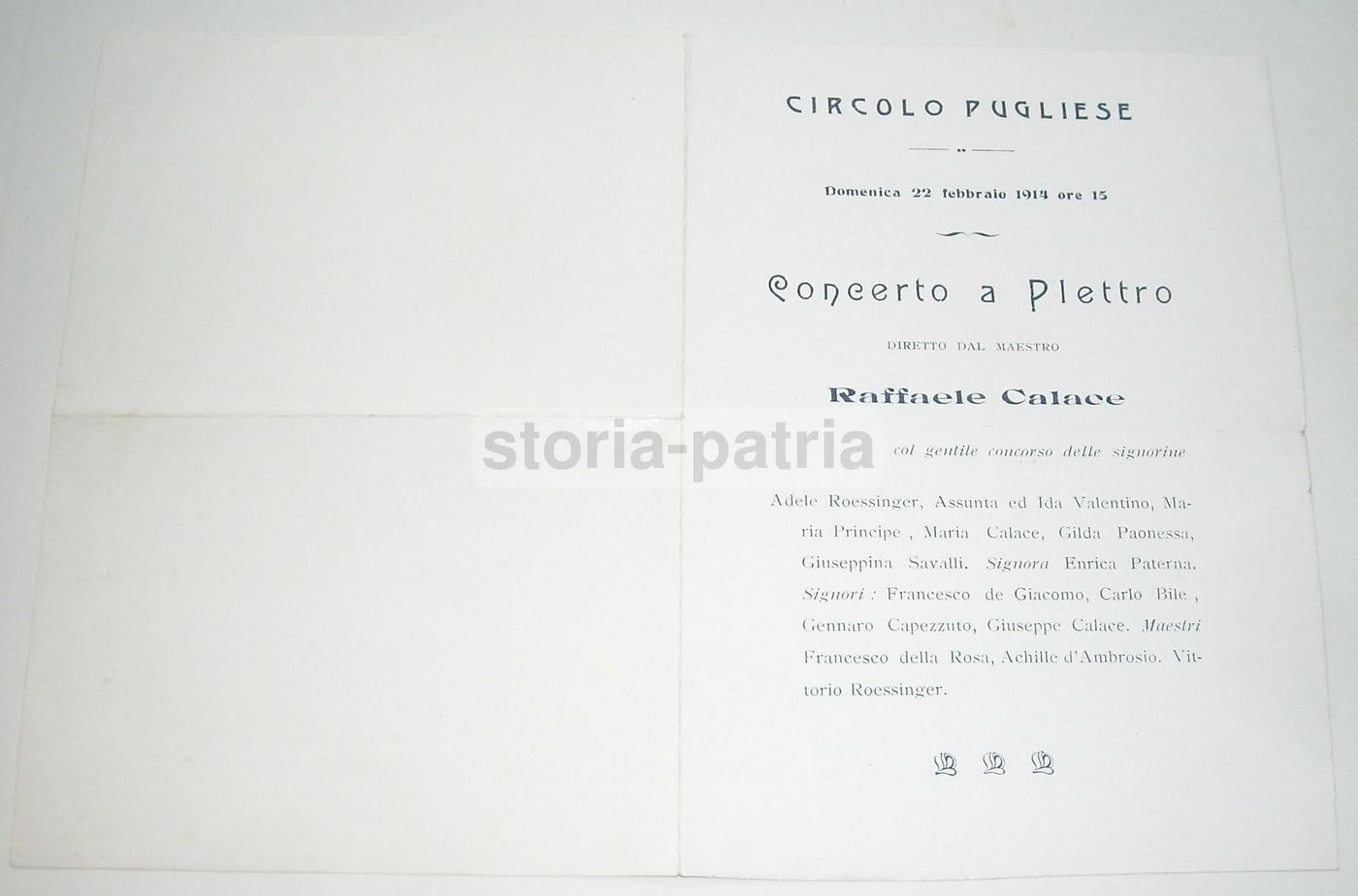 Volantino Concerto Raffaele Calace Circolo Pugliese Napoli 1914