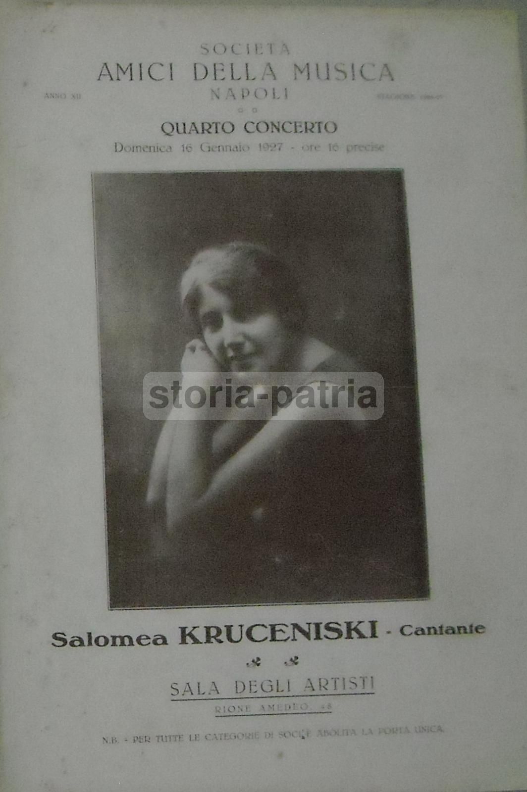 Volantino Concerto Salomea Kruceniski, Napoli 1927, Amici Della Musica