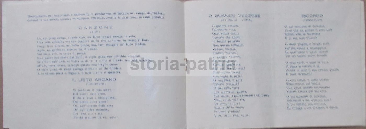 Programma Concerto Brahms Napoli 1951 Associazione Scarlatti