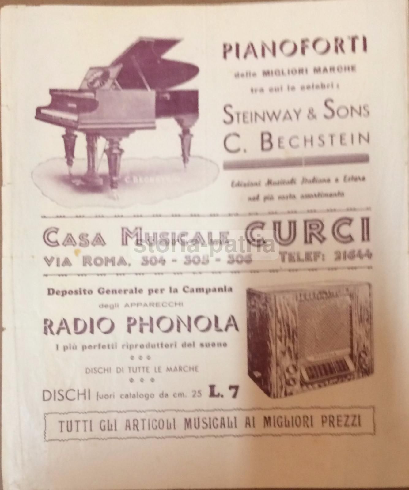 Programma Concerto Orchestrale Napoli 1936 Dobrowen Cherubini Bach