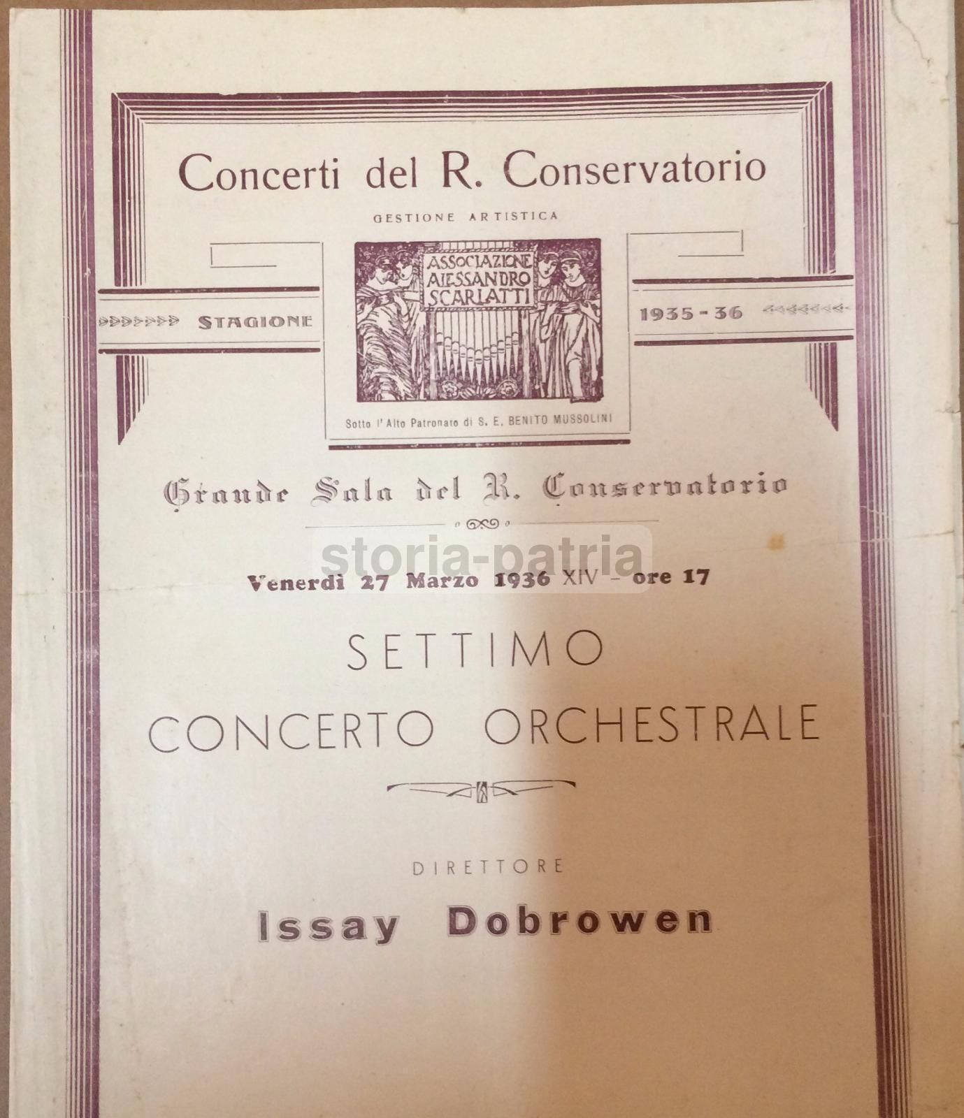 Programma Concerto Orchestrale Napoli 1936 Dobrowen Cherubini Bach