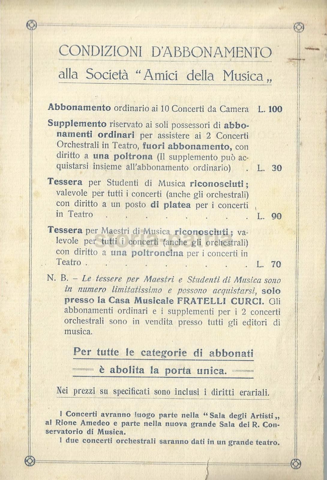 Volantino Concerto Rudolf Serkin Napoli 1925 Amici Della Musica
