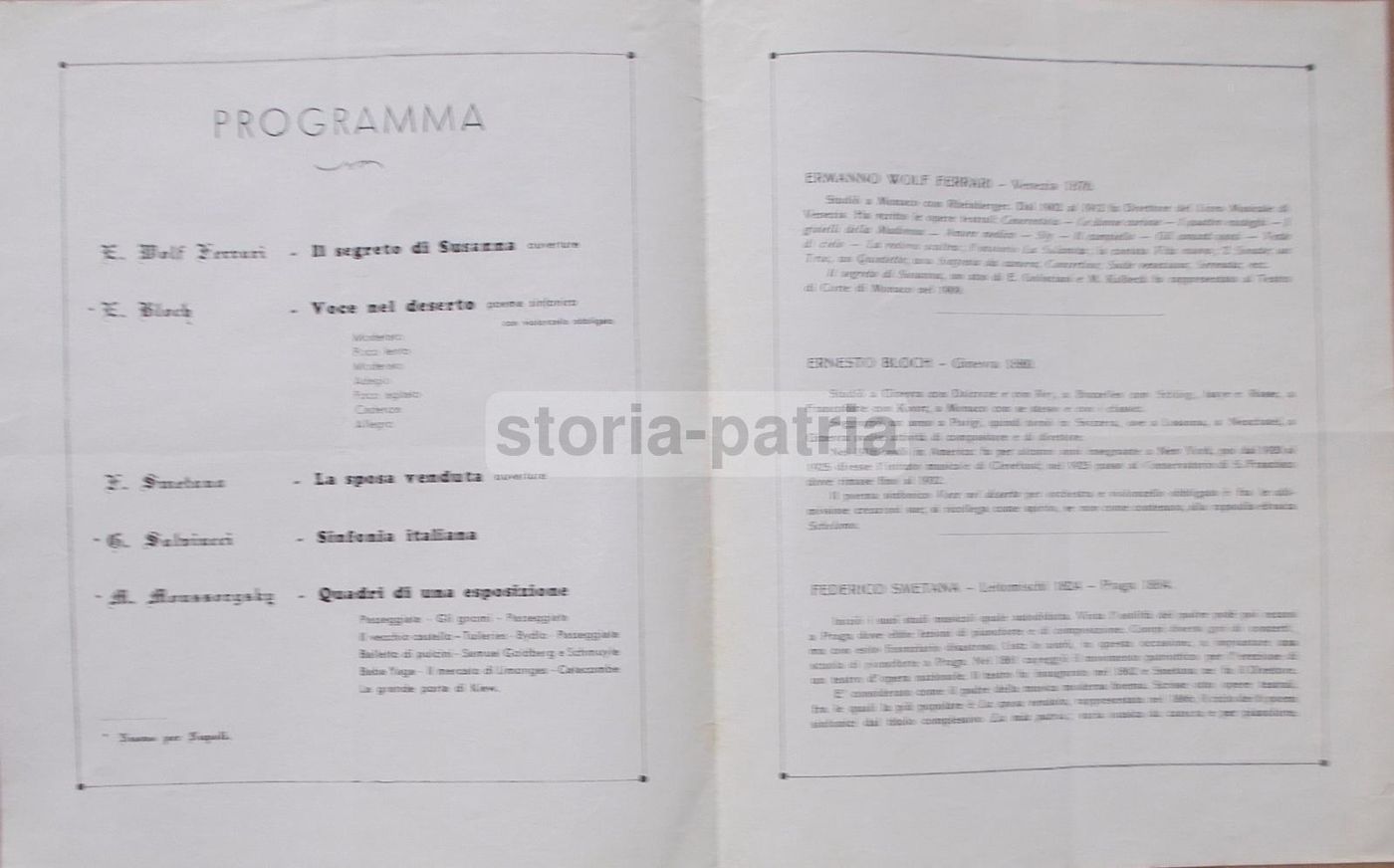 Programma Concerto Previtali Amfitheatrof Napoli 1938 Conservatorio