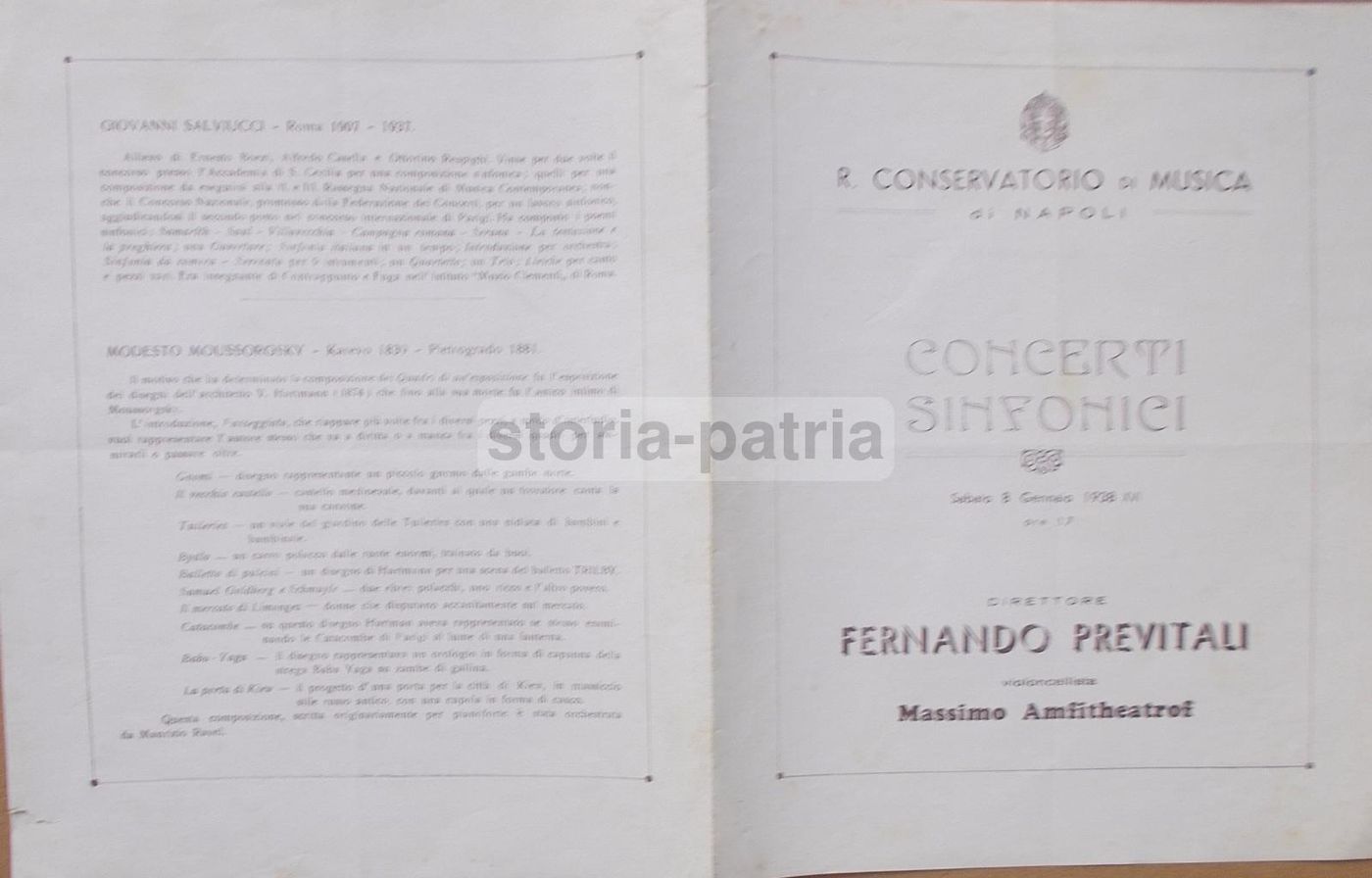 Programma Concerto Previtali Amfitheatrof Napoli 1938 Conservatorio
