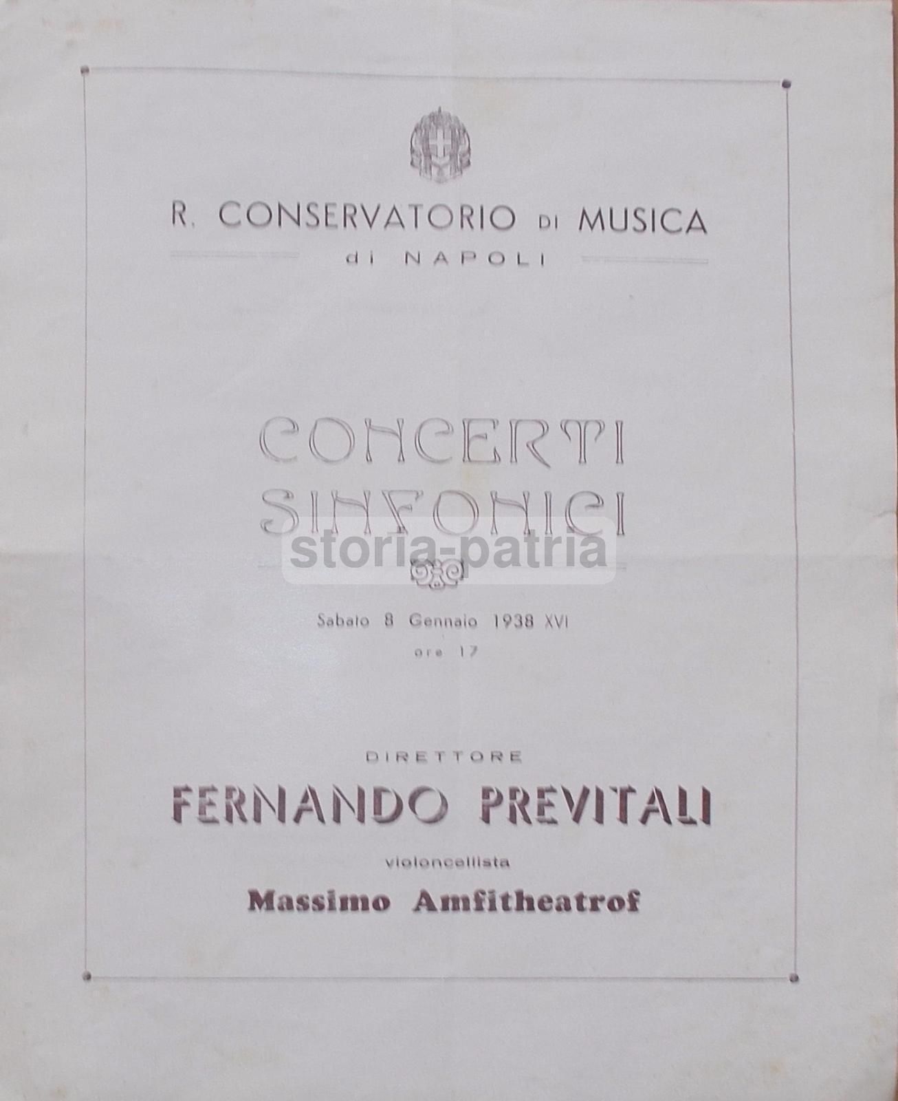 Programma Concerto Previtali Amfitheatrof Napoli 1938 Conservatorio