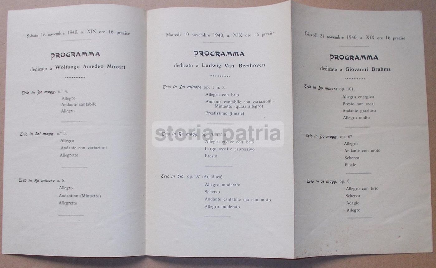 Volantino Concerto Trio Santoliquido Pelliccia Napoli 1940