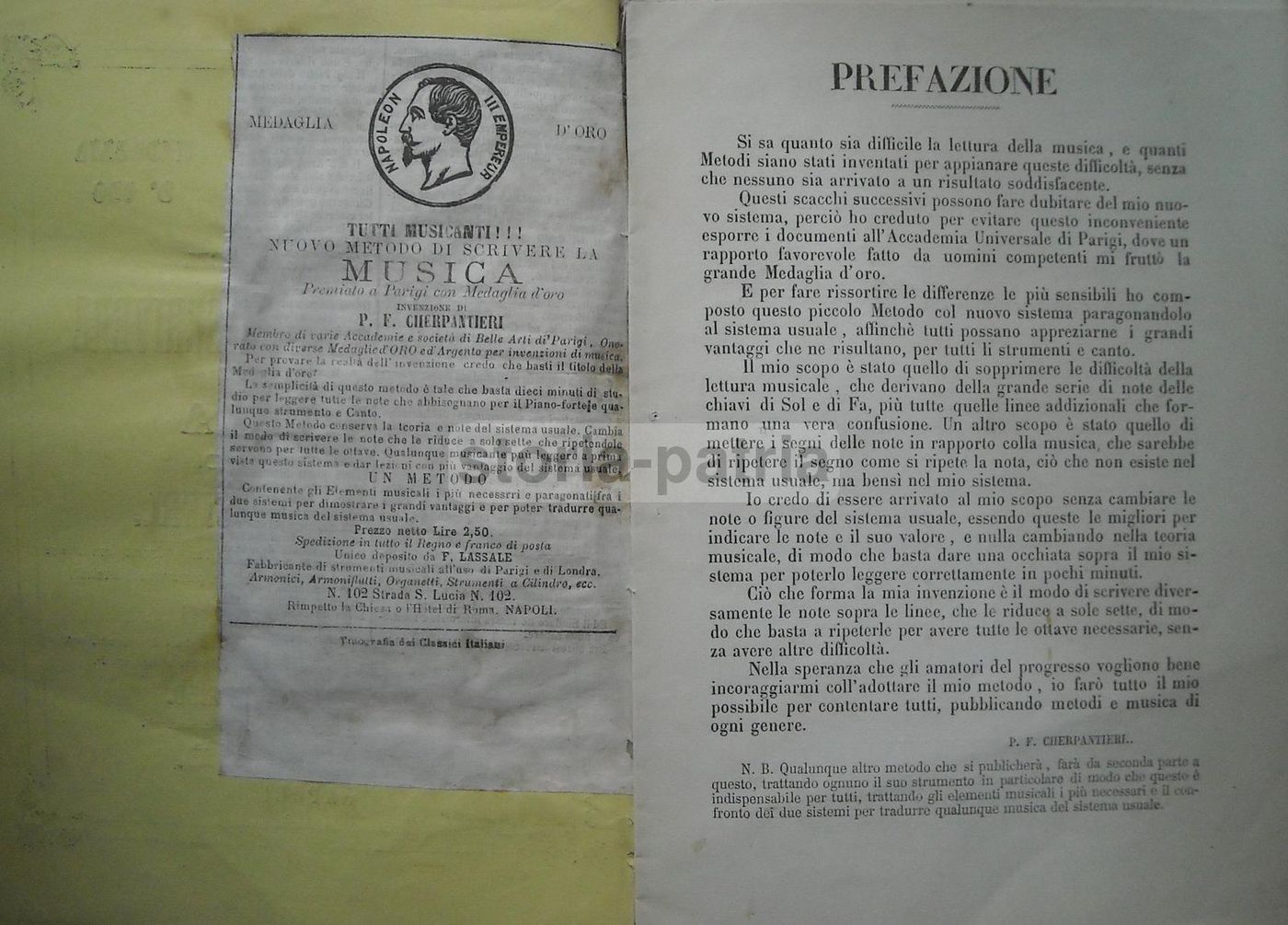 Metodo Musicale Cherpantieri, Napoli 1850, Notazione Musicale Lassale