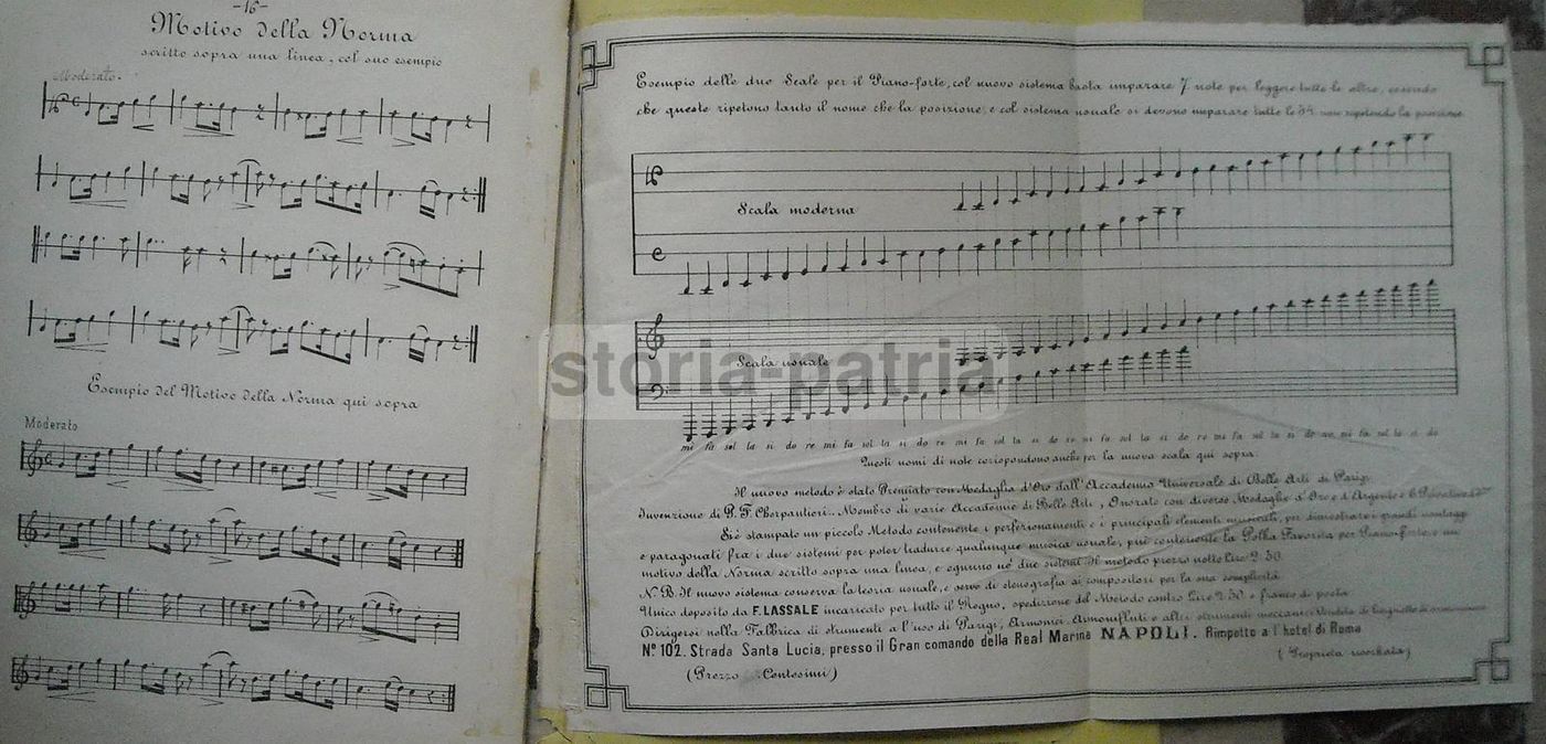 Metodo Musicale Cherpantieri, Napoli 1850, Notazione Musicale Lassale