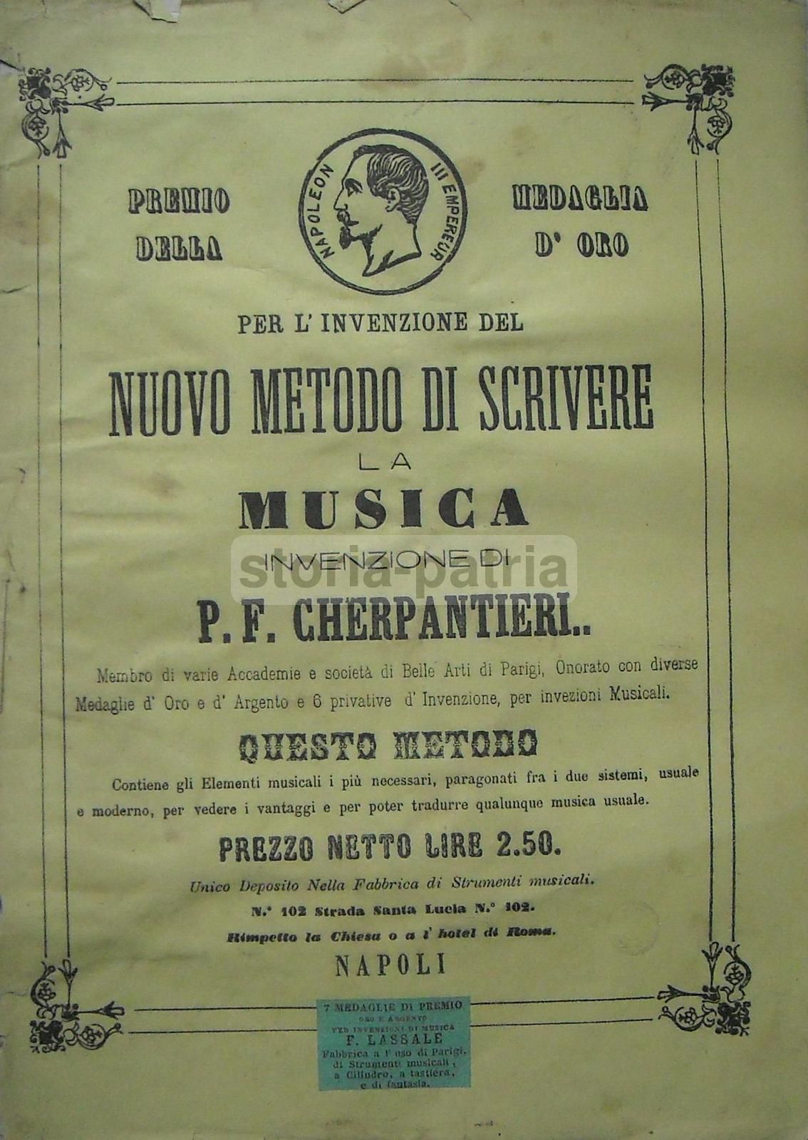 Metodo Musicale Cherpantieri, Napoli 1850, Notazione Musicale Lassale