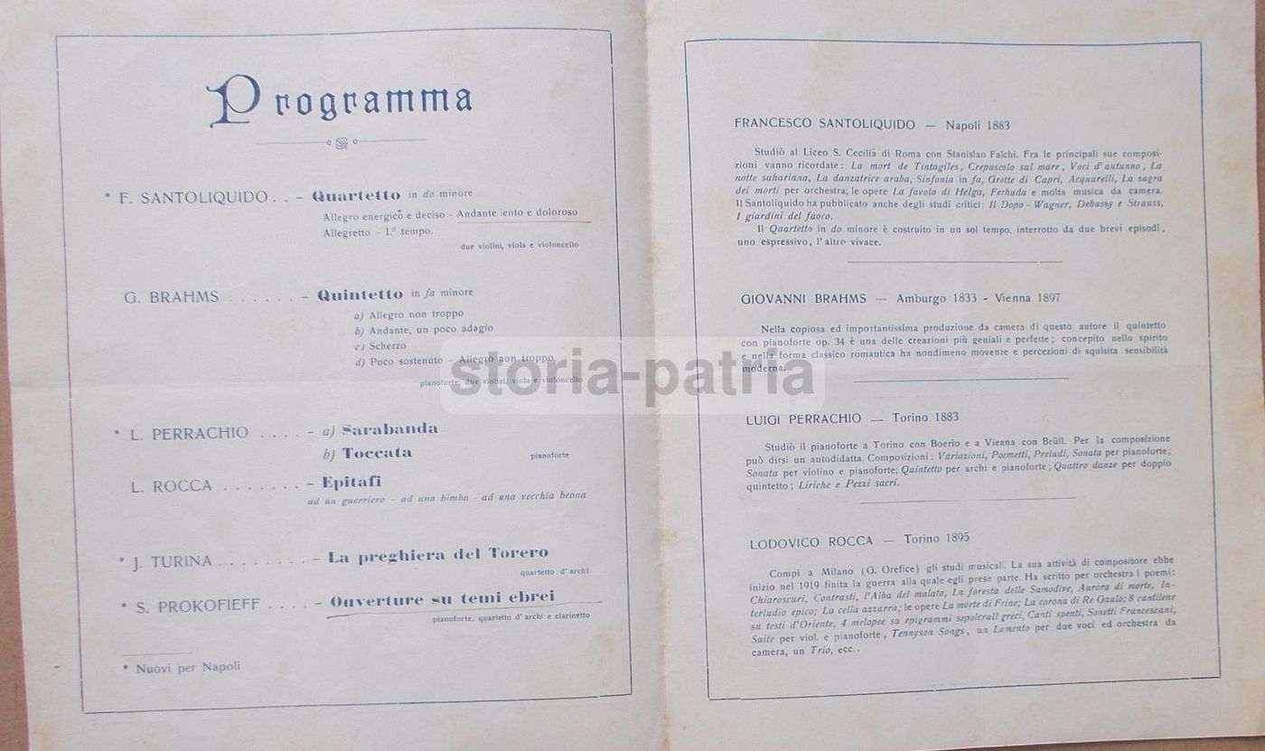 Programma Concerto Associazione Scarlatti Napoli 1930