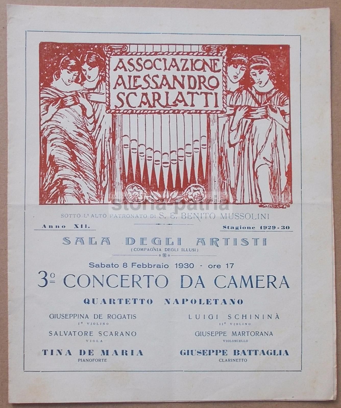 Programma Concerto Associazione Scarlatti Napoli 1930