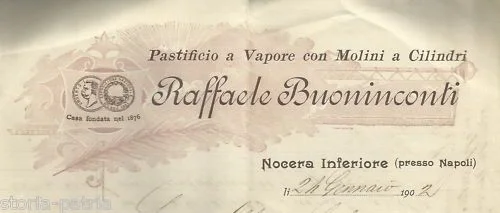 Carta Intestata Pubblicitaria Pastificio Buoninconti Nocera 1902