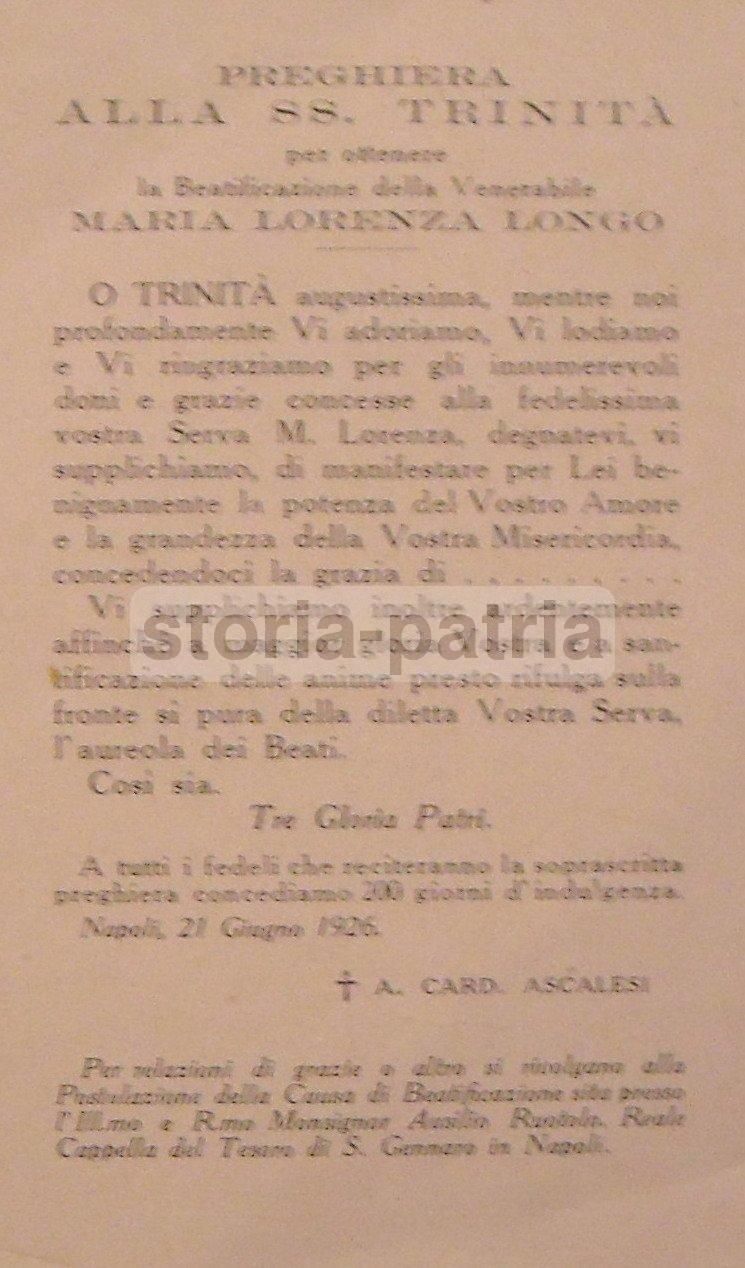 Santino Maria Lorenza Longo, Ospedale Incurabili, Napoli, 1926