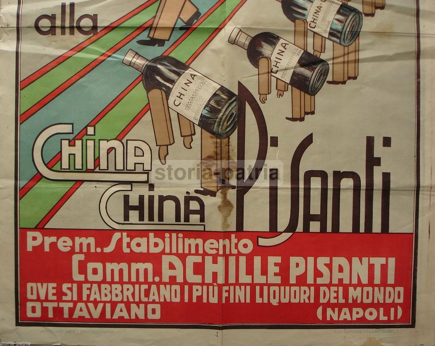 Manifesto Pubblicitario China Pisanti Ottaviano Napoli Anni '20