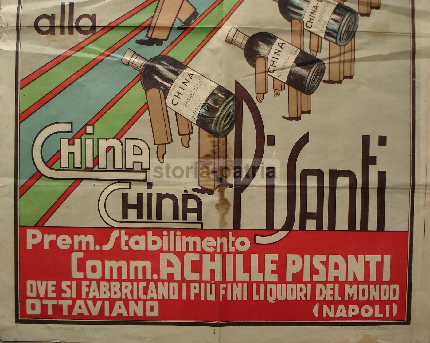 Manifesto Pubblicitario China Pisanti Ottaviano Napoli Anni '20