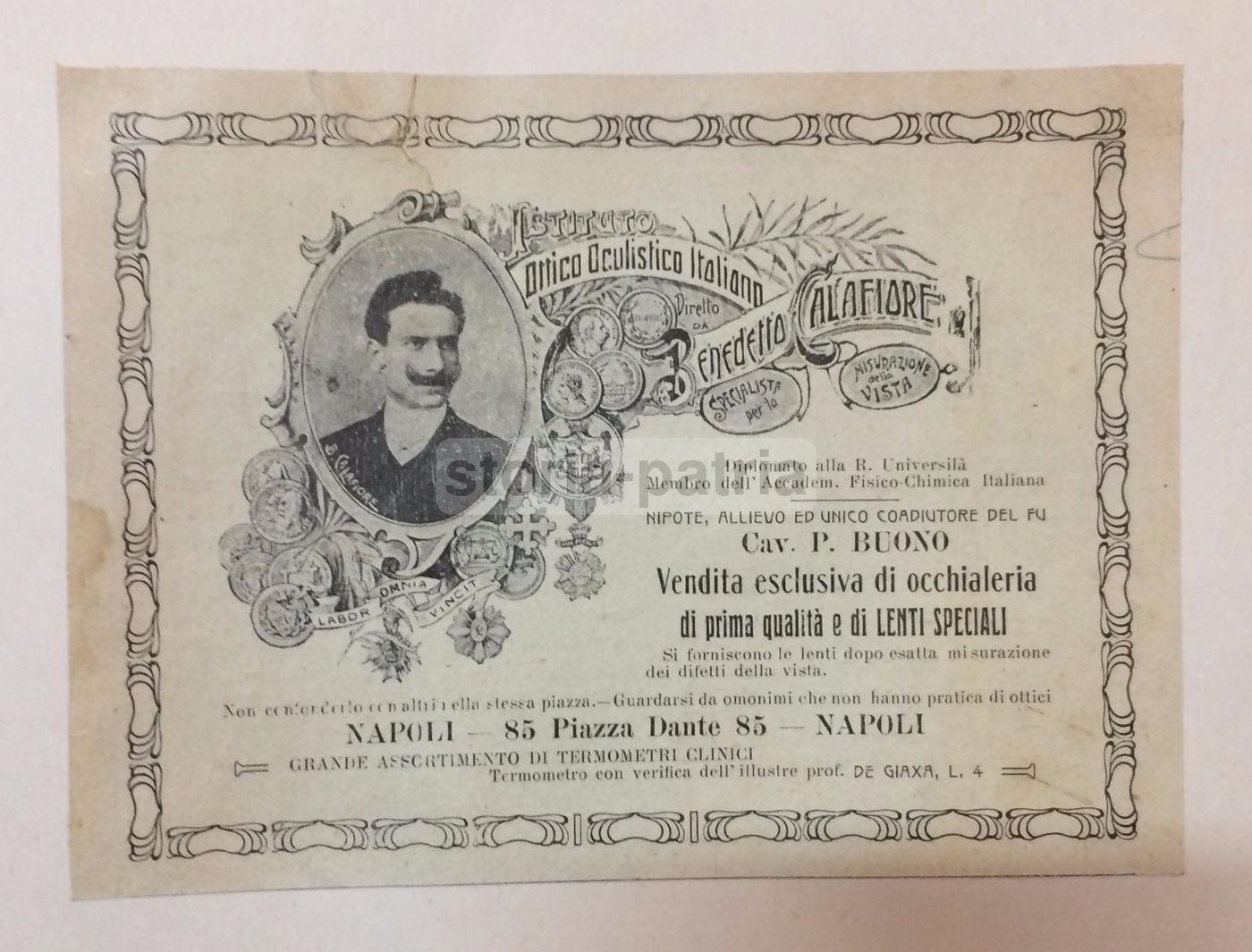 Stampa Pubblicitaria Ottico Calafiore, Napoli 1912