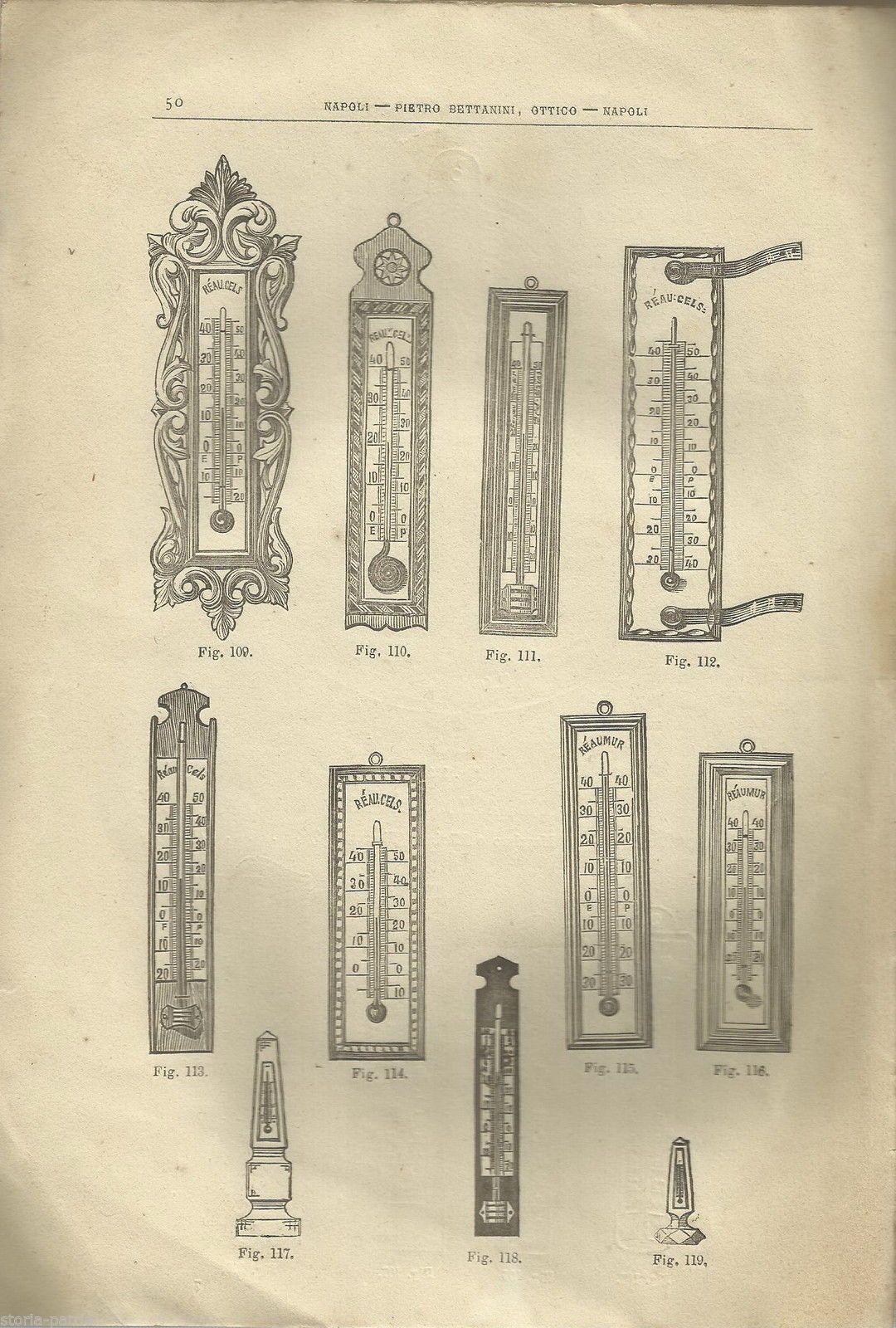 Catalogo Storico Pietro Bettanini Ottico Napoli Termometri 1800