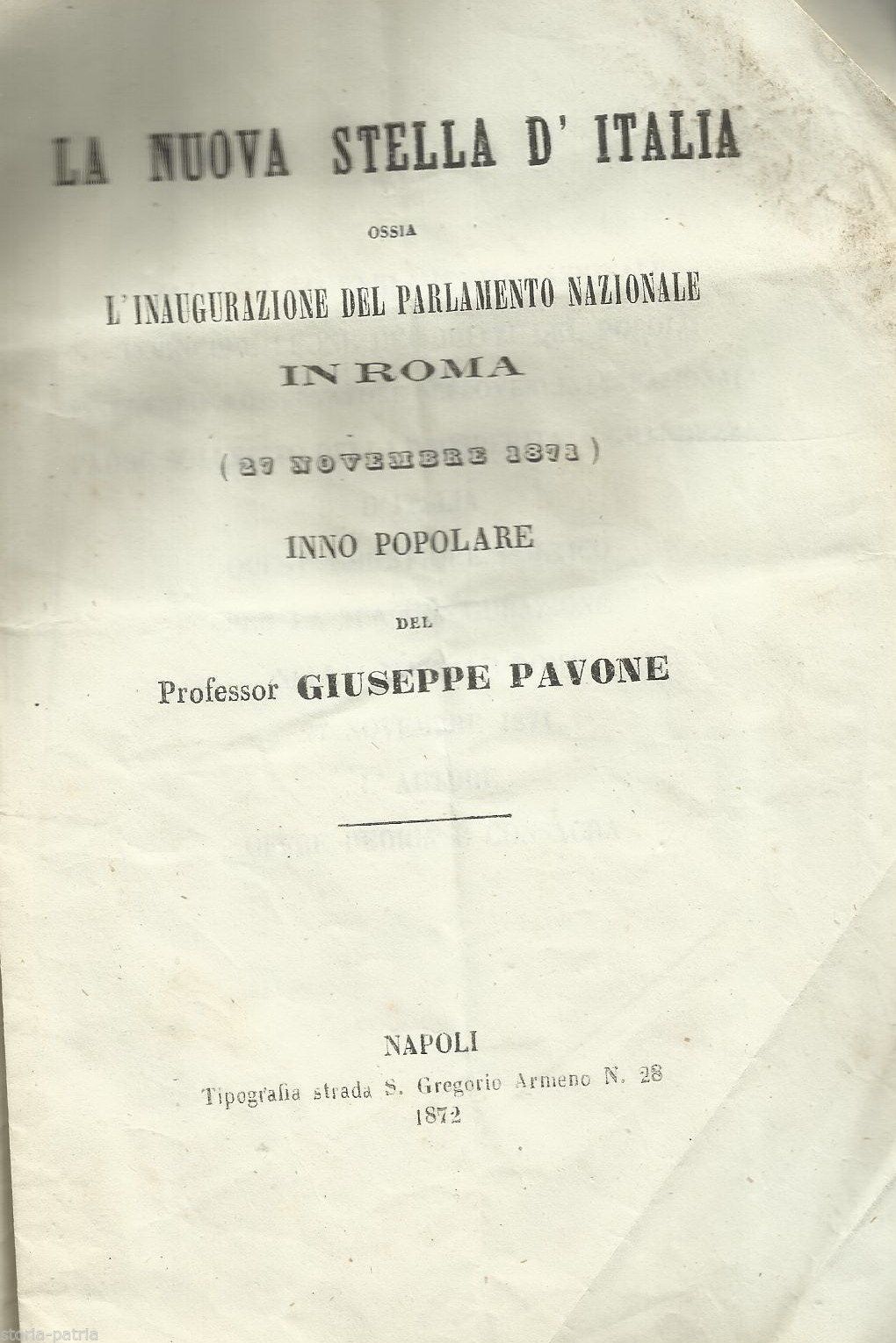 Inno Popolare: L'Inaugurazione Del Parlamento Nazionale In Roma 1871