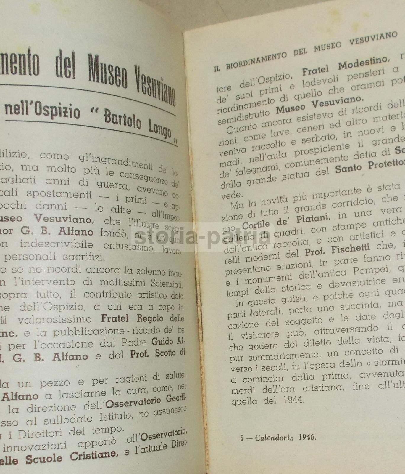Calendario 1946 Santuario Di Pompei: Bartolo Longo, Loverini, Scotto