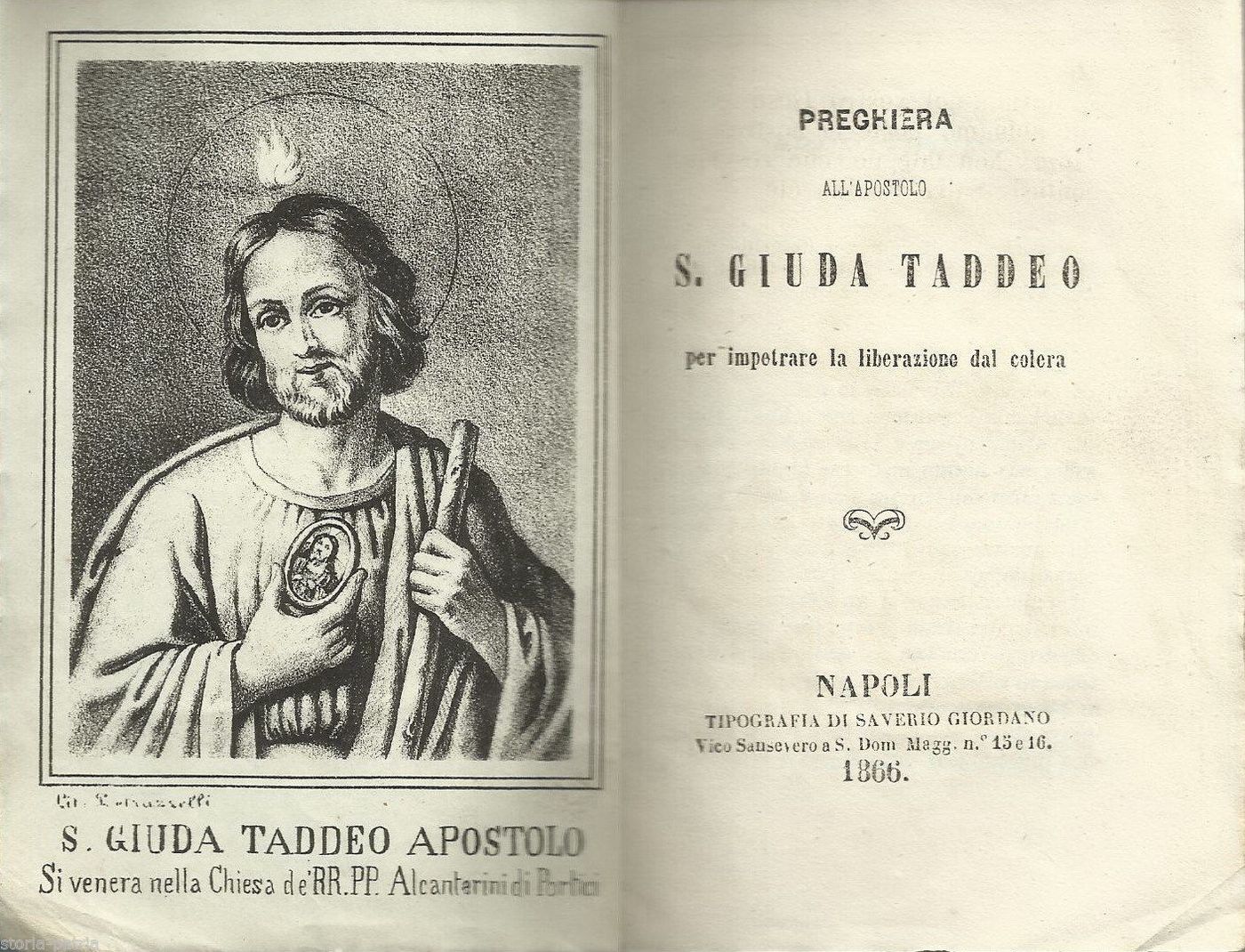 Preghiera All'Apostolo San Giuda Taddeo Per La Liberazione Dal Colera, Napoli 1866