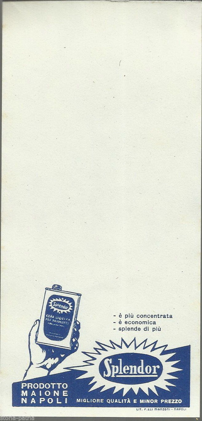 Pubblicità Cereria Maione Napoli, Cera Splendor, Anni '40