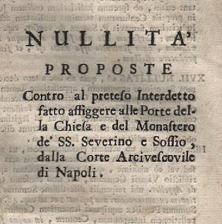 Memoria Giuridica Del Monastero Di San Severino E Sossio, Napoli, Metà XVIII Secolo