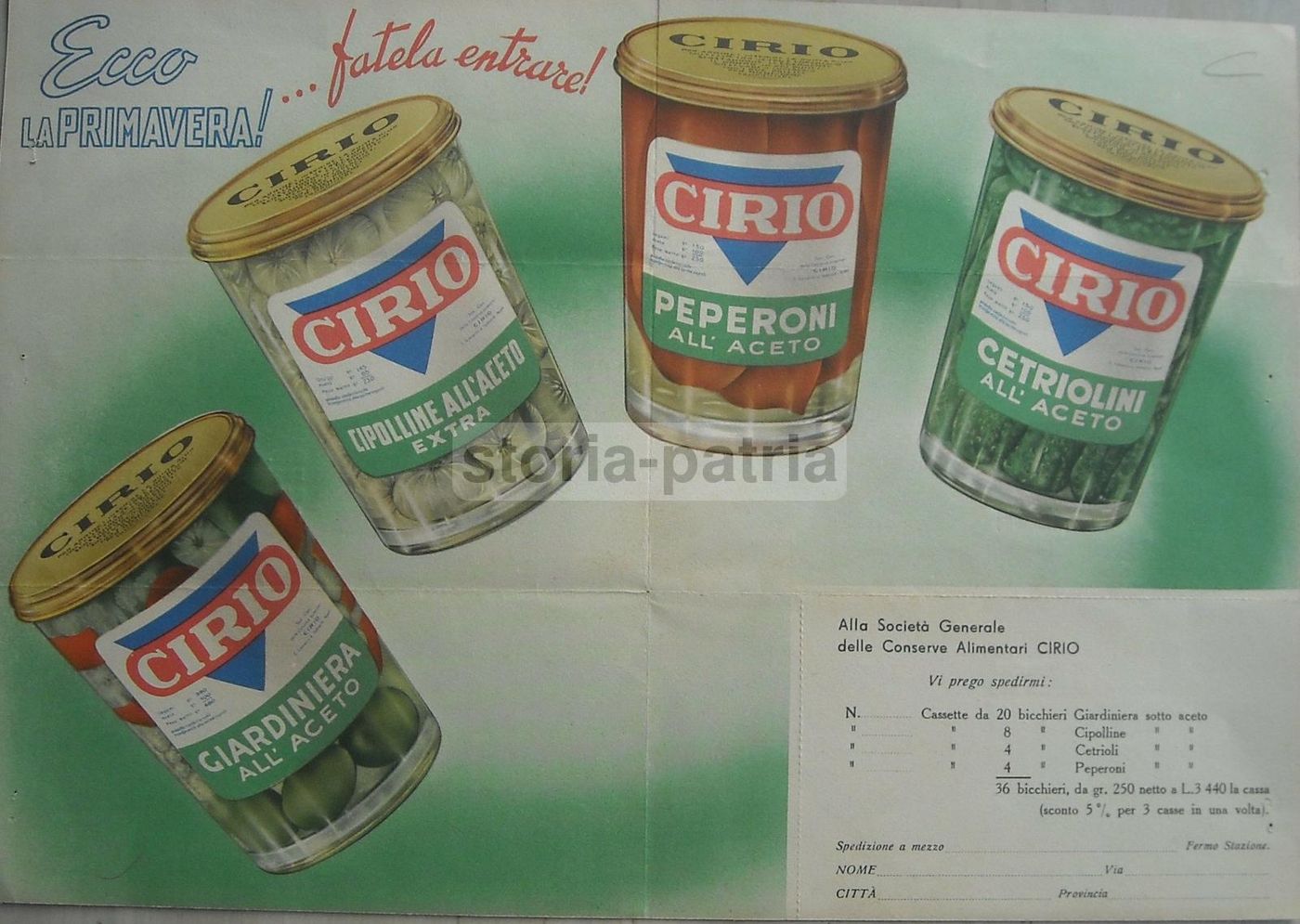Depliant Pubblicitario Cirio Sottaceti Napoli Primi '900