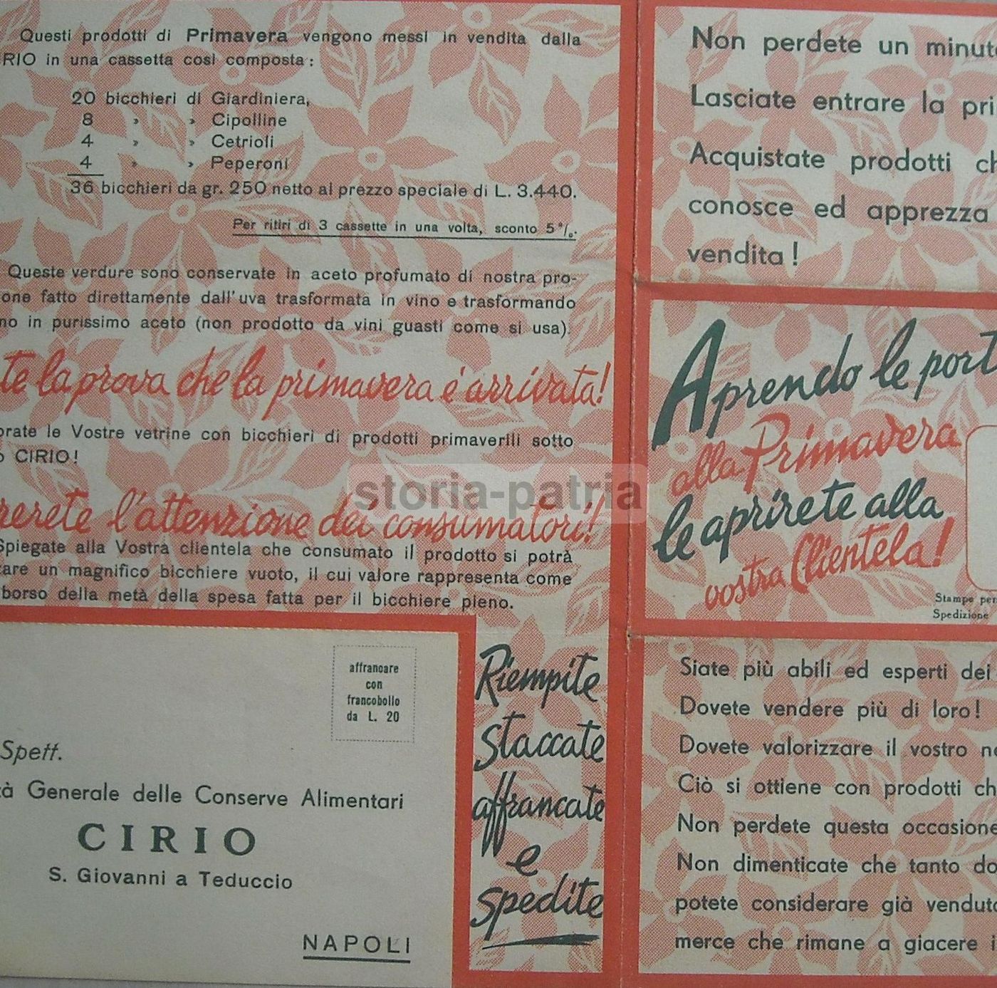 Depliant Pubblicitario Cirio Sottaceti Napoli Primi '900