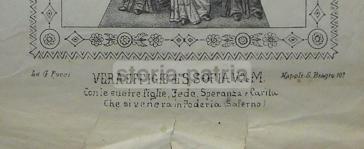 Stampa Antica Santa Sofia Poderia Salerno Litografia Pucci '800
