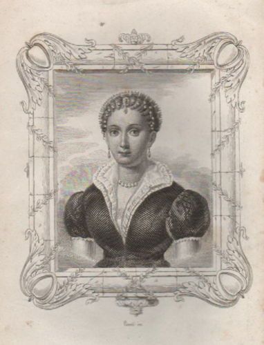 Ritratto Di Eleonora Di Toledo, Incisione Antica Di Pisanti, Metà XIX Secolo