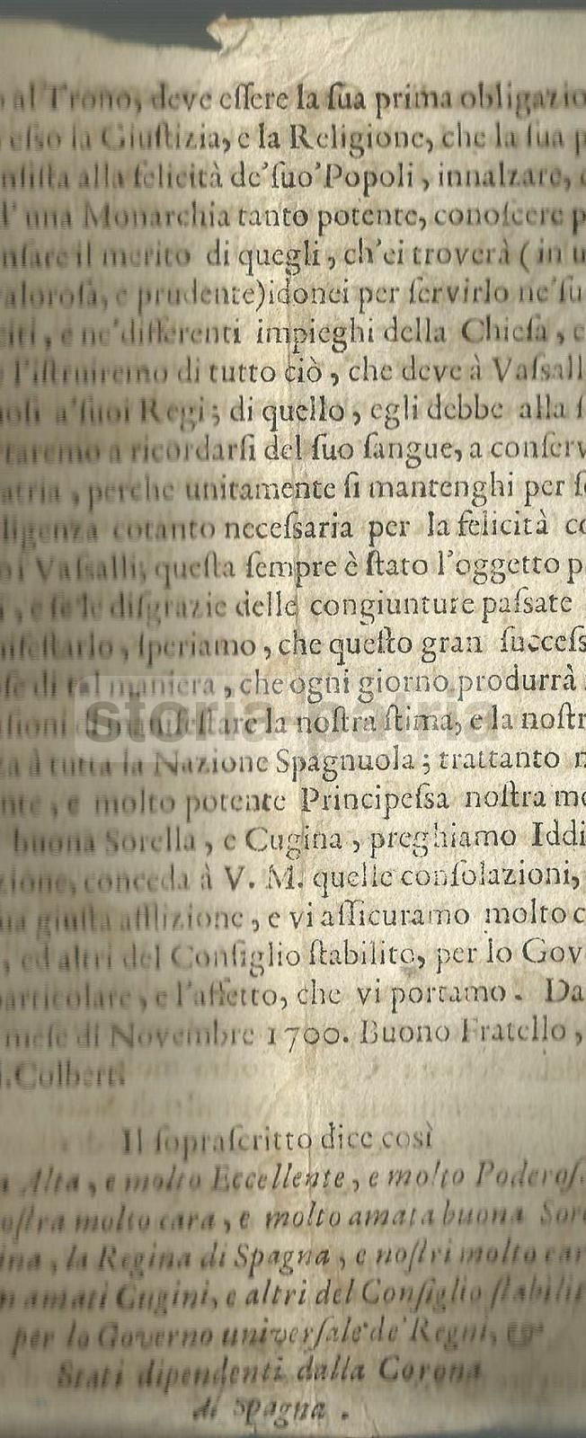 Filippo V Re Di Spagna 1700: Lettera Di Luigi XIV (Napoli, Parrino)
