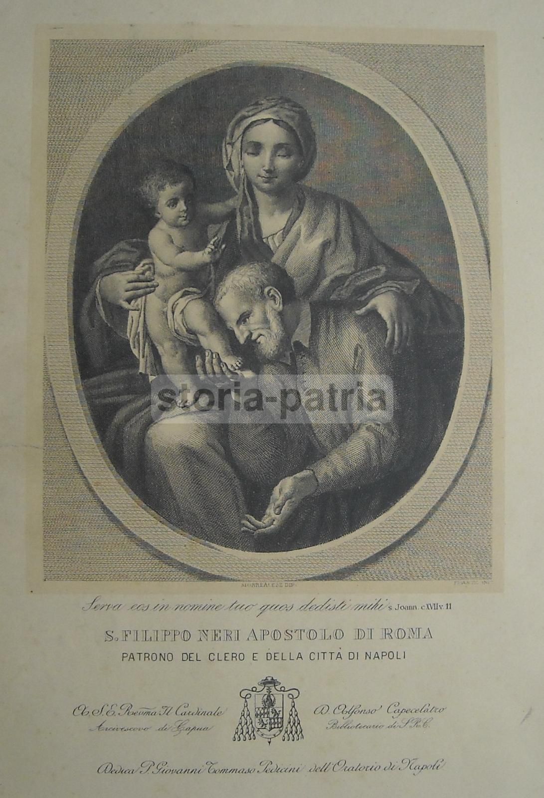 Stampa Devozionale Di S. Filippo Neri, Napoli, Cardinale Capecelatro