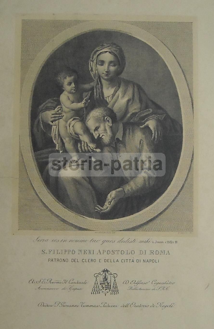 Stampa Devozionale Di S. Filippo Neri, Napoli, Cardinale Capecelatro