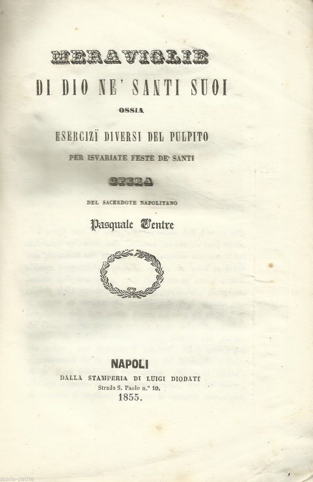 Meraviglie Di Dio Ne' Santi Suoi   Pasquale Ventre   Napoli, 1855