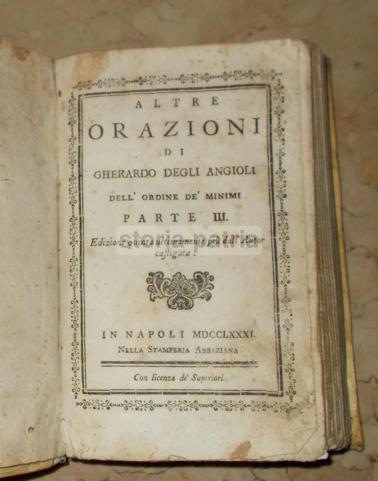 Orazioni Di Gherardo De Angelis, Napoli 1781: Terremoto Ed Edizione Rara