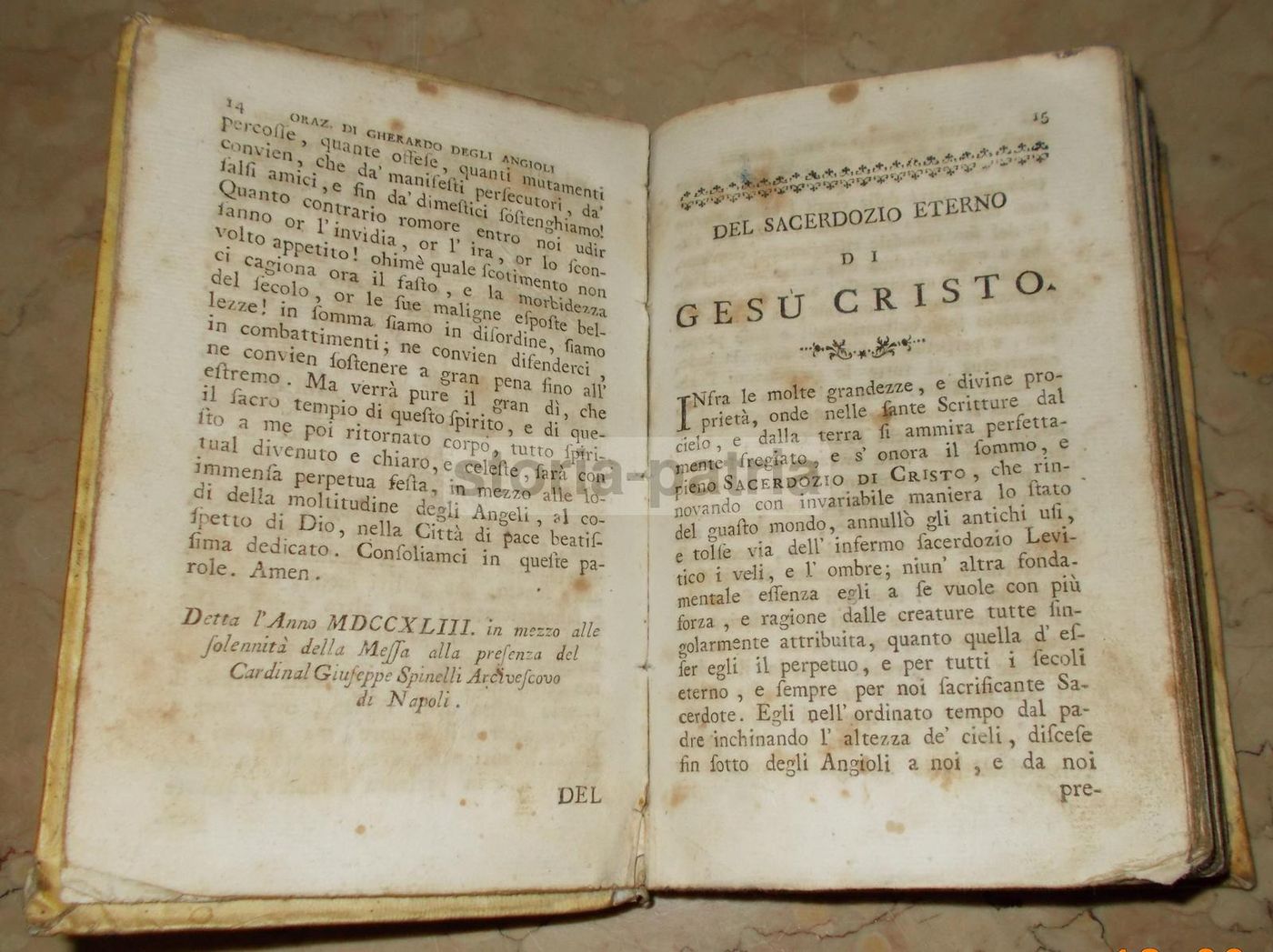 Orazioni Di Gherardo De Angelis, Napoli 1781: Terremoto Ed Edizione Rara