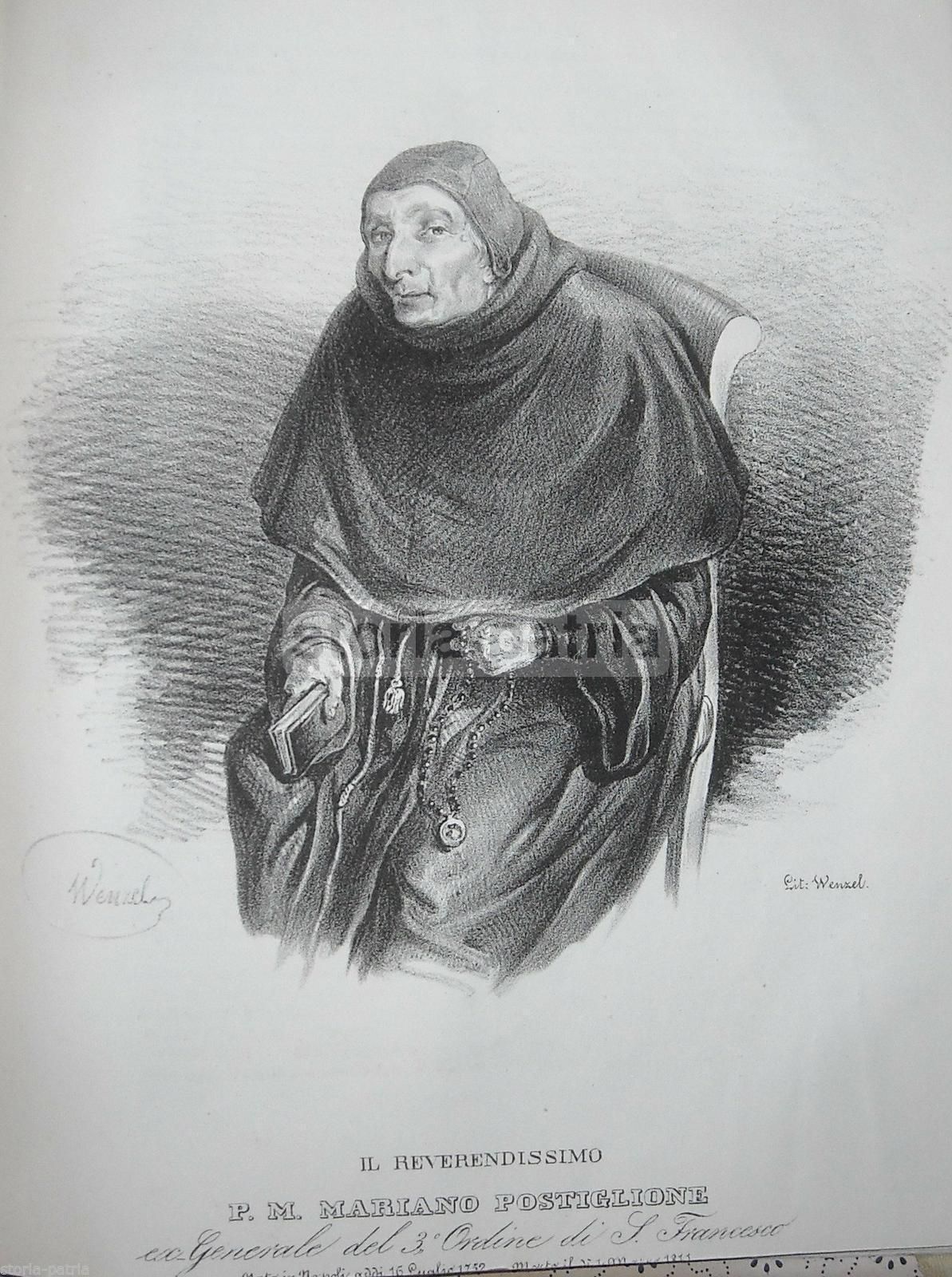 Ritratto Di Padre Mariano Postiglione, Litografia Di Wenzel, Napoli, 1840 Circa