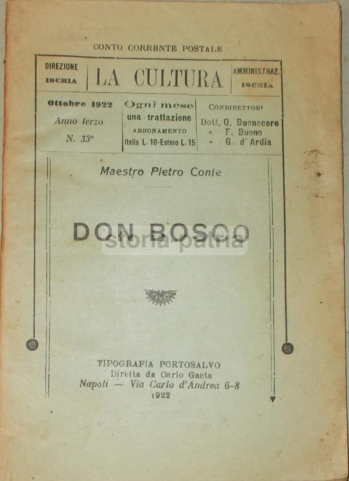 Don Bosco Di Pietro Conte, Napoli 1922